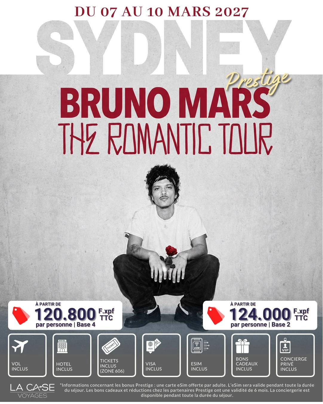 Sydney – Bruno Mars, The Romantic Tour, du 7 au 10 mars 2027